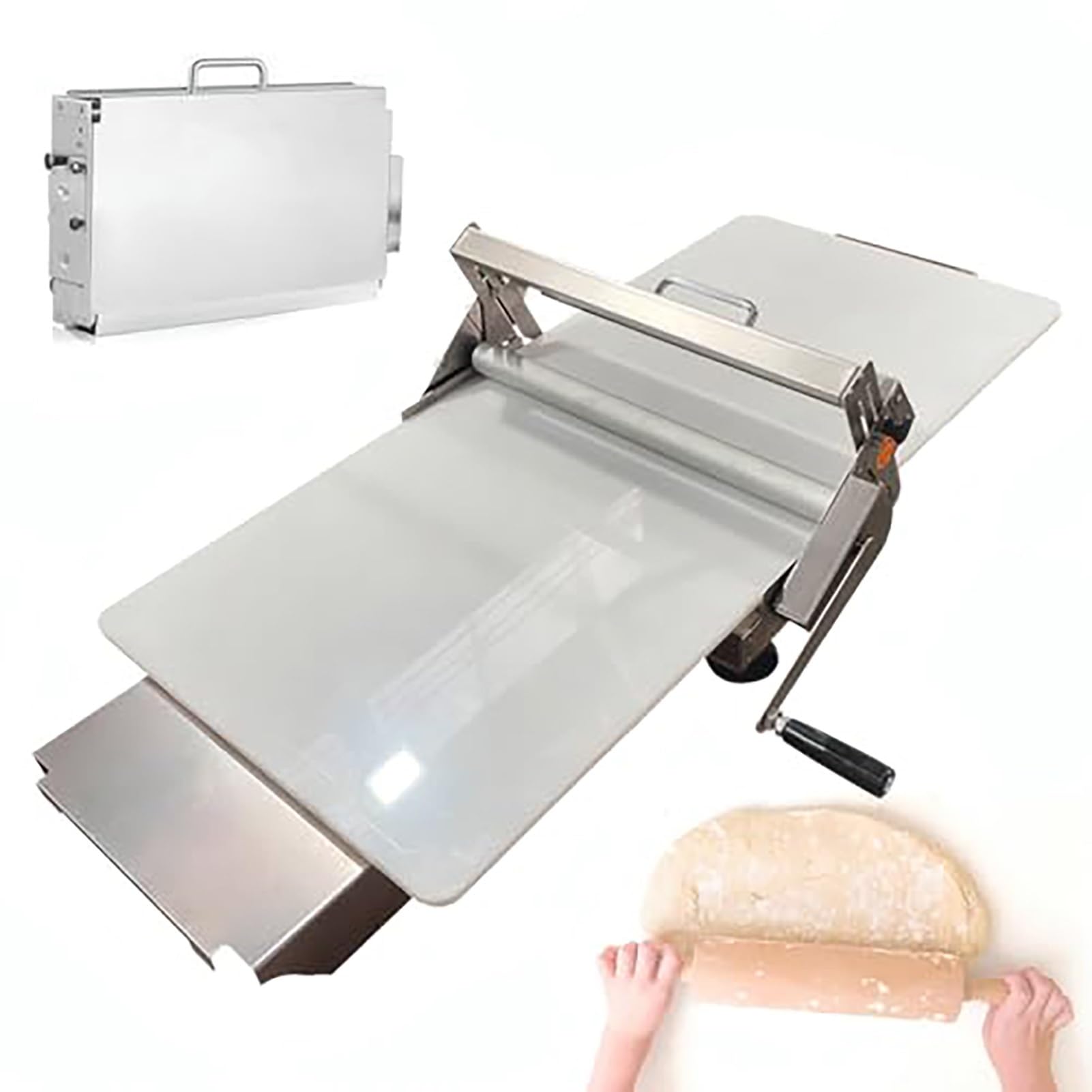 Sfogliatrice Per Pasta Manuale,Pieghevole Sfogliatrice Pasticceria Da Banco In Acciaio Inossidabile,Per Commerciale E Domestico Con Tavola Grande 30X60cm/40X90cm,Impasti Spessore Regolabile(Model-300)