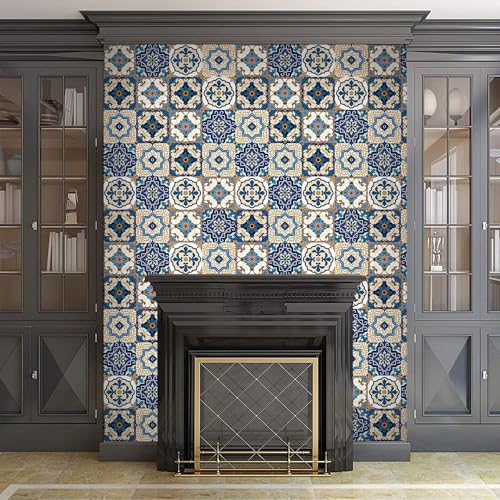 Image of Moroccan Tile Peel And Stick Tile Backsplash Removable Waterproof Self-Adhesive Square Wall Sticker For Kitchen Bathroom Furniture Living-Room Wall Home Decor Roll (60Cm*200Cm), 60 MM