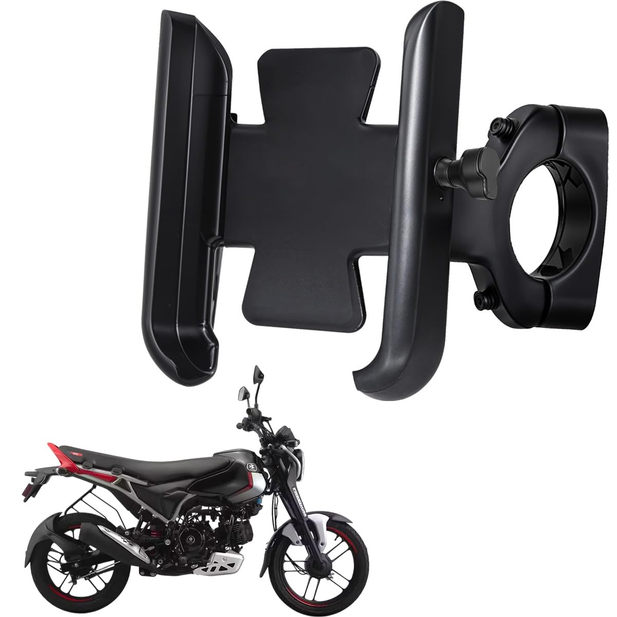 WHIPONE CNC Metal Bike Mobile Holder Compatible for Bajaj Freedom, 360° Rotation Phone Mount Cradle for Bicycle & Motorcycle, Handlebar for All Smartphones, Anti-Slip, Full Grip (Black)-image-24