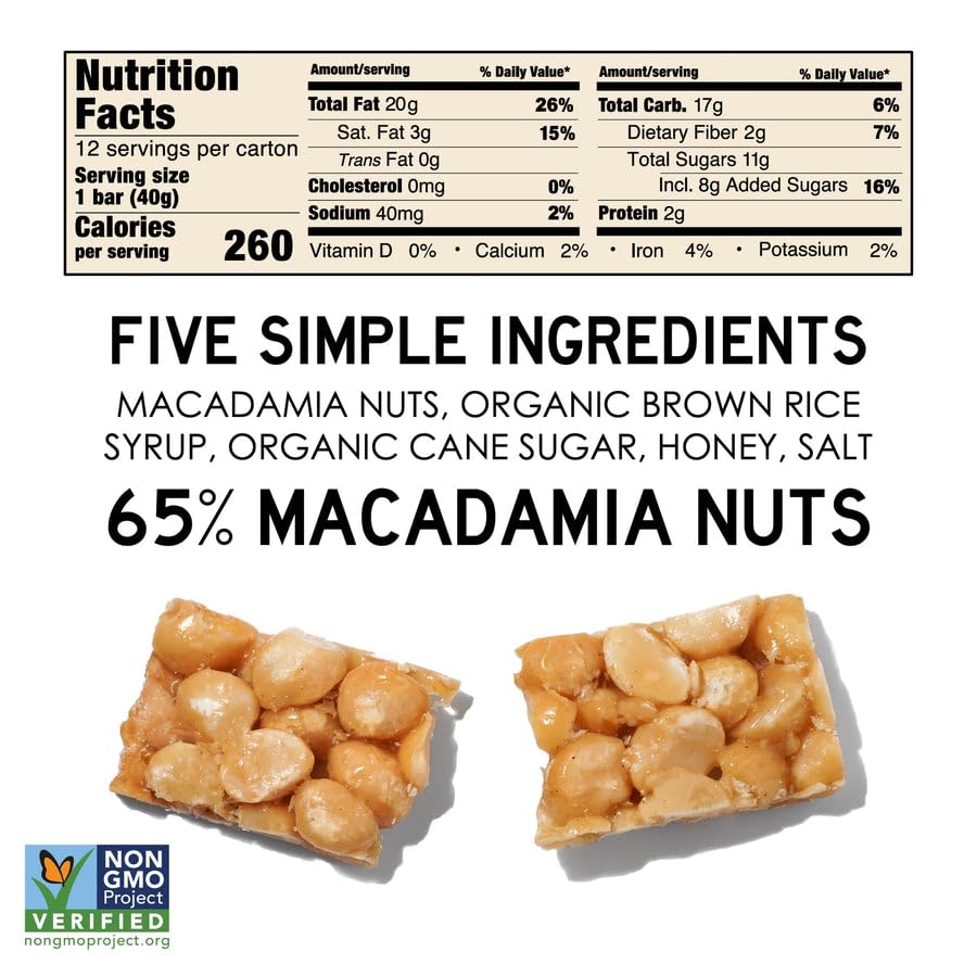 South Forty Snack Company Macadamia Nut Bar 1.4 oz (Pack of 12)
