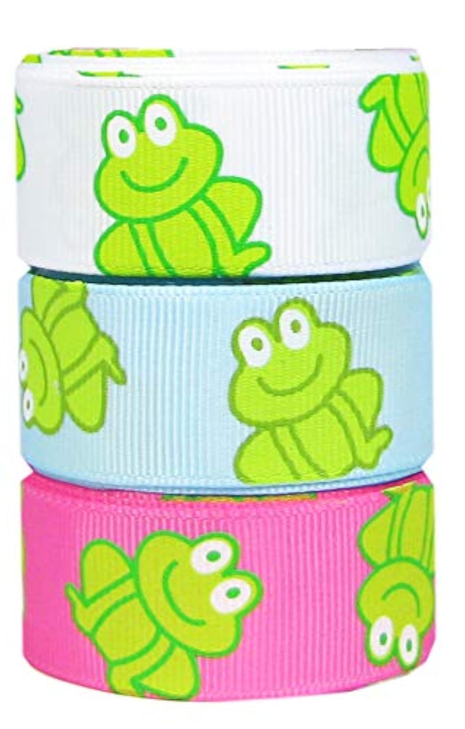 Grosgrain/Satin Ribbon Sets for Gift Package Wrapping, Hair Bow Clips & Accessories Making, Sewing, Craft Projects (3x5yd 7/8" Frog Grosgrain Ribbon-Combo)