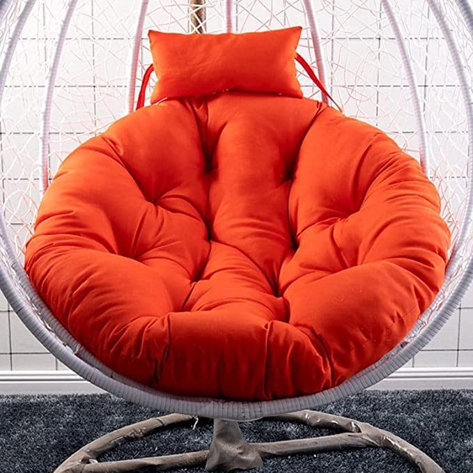Image of KYNE Microfibre Cushion for Hanging Basket Round Shape Swing Chair Cushions for Outdoor Egg Swing Chair Garden Swing, Seat Padded Pillow Cushion (Orange)
