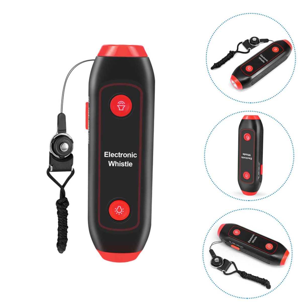 TOYANDONA Silbato Electrónico Portátil con Luz LED Sos y Linterna Silbato de Mano Multiusos para Árbitros Entrenadores Profesores y Actividades al Aire con Cordón Naranja sin Batería