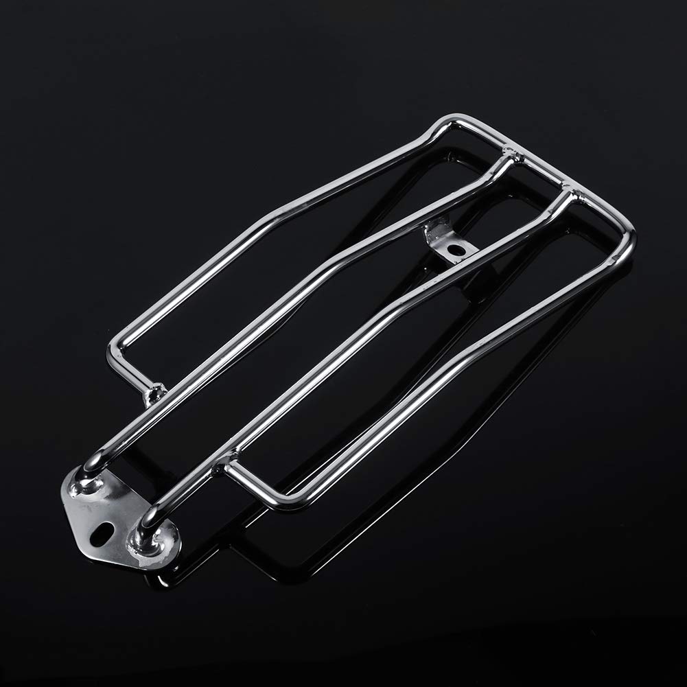 Sedile Singolo per Motocicletta Portapacchi Posteriore Mensola di Supporto Cremagliera Curva in Ferro per XL883 1200 X48 e Chopper Cruiser Accessori per Motociclette (Argento)