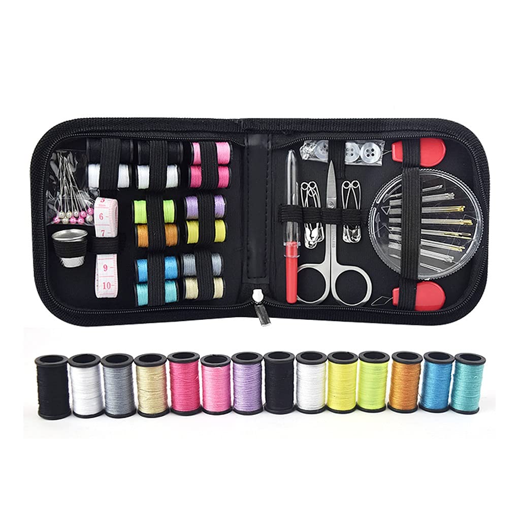 JFDBGU 68 Piezas de Costura Kits de Costura DIY Caja de Coser multifunción Juego para acolchar de Mano Hilo de Costura Bordado Accesorios de Costura Regalo