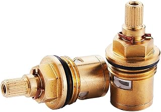 Heable Replacement Brass Ceramic Stem Disc Cartridge Faucet Valve Quarter Turn 1/2" for Bathroom Kitchen Tap (1 Pair Hot & Cold)25-PM