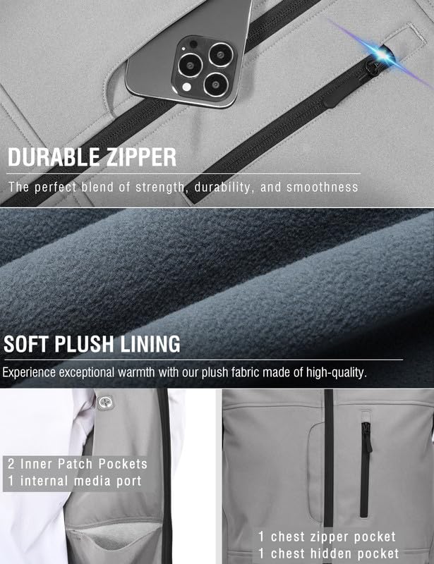 Zzkouine Gilet da Uomo in Softshell Antivento Leggero Vest Cappotto Senza Maniche Antivento e Impermeabile Multitasche, Giacca Calda Con Cerniera Per Viaggi e Attività All'aperto