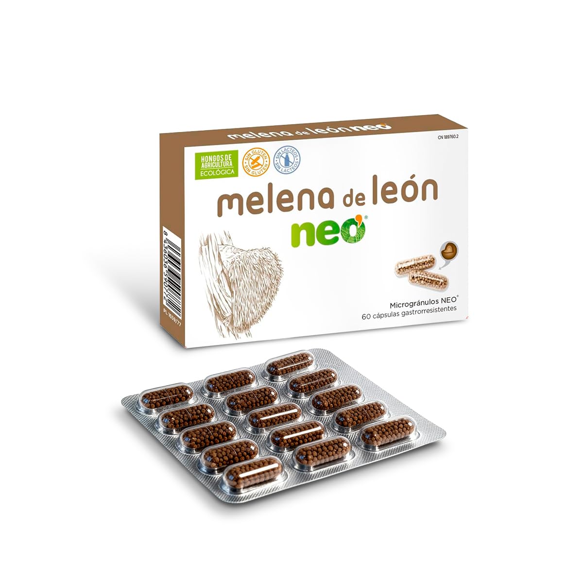 Mico NEO | Hongos Melena de León | Apoyo Digestivo Natural | Apto para Vegetarianos | Sin Gluten ni Derivados Lácteos | Microgránulos NEO | 60 Cápsulas