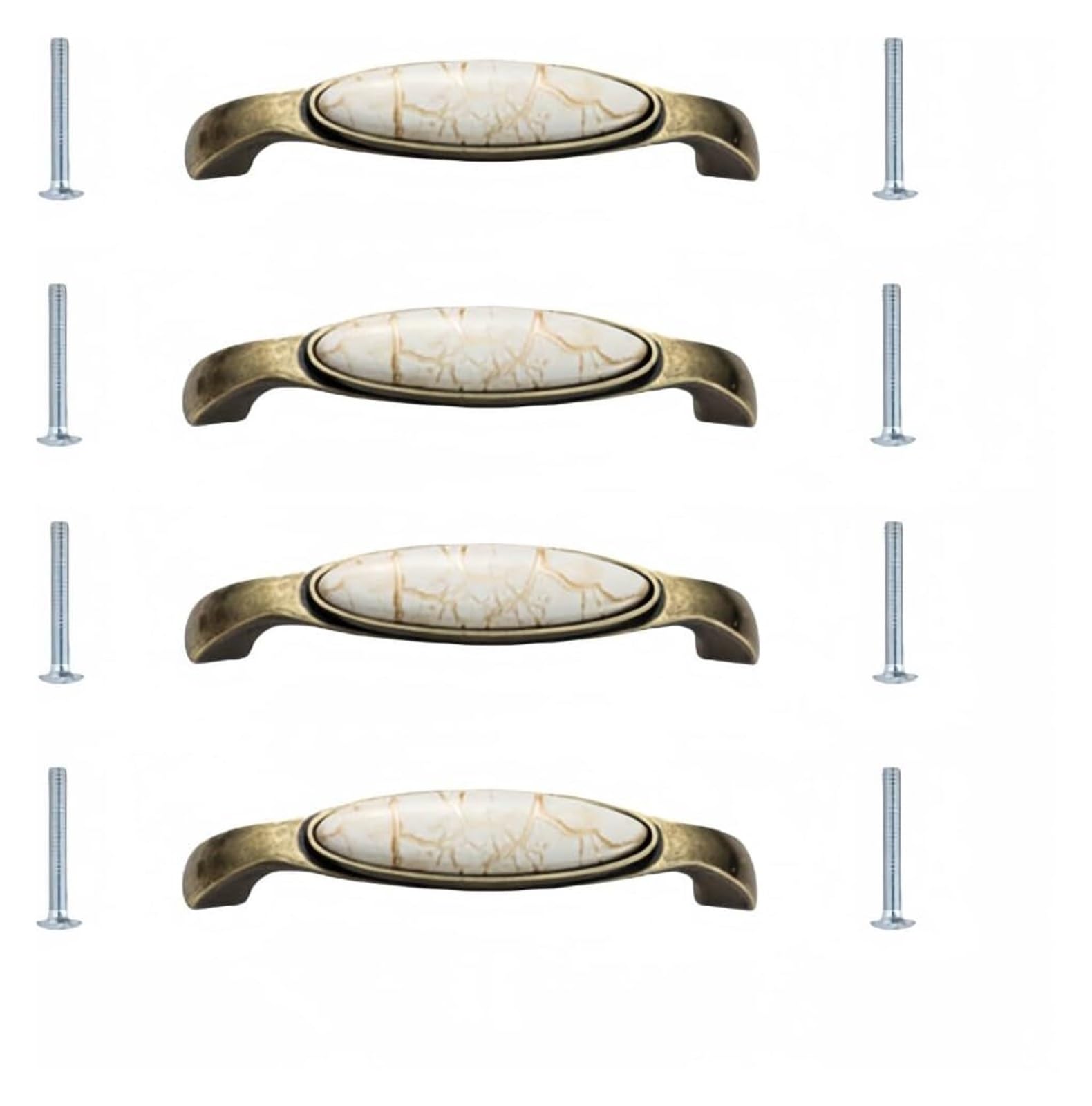 Lqzaxsrdr 138*30Mm Ceramic Cupboard Drawer Handle Knobs, Ceramic Door Knobs, 4Pcs Marble Single Hole Cabinet Drawer Handle Multiple Sizes(138 * 30Mm)