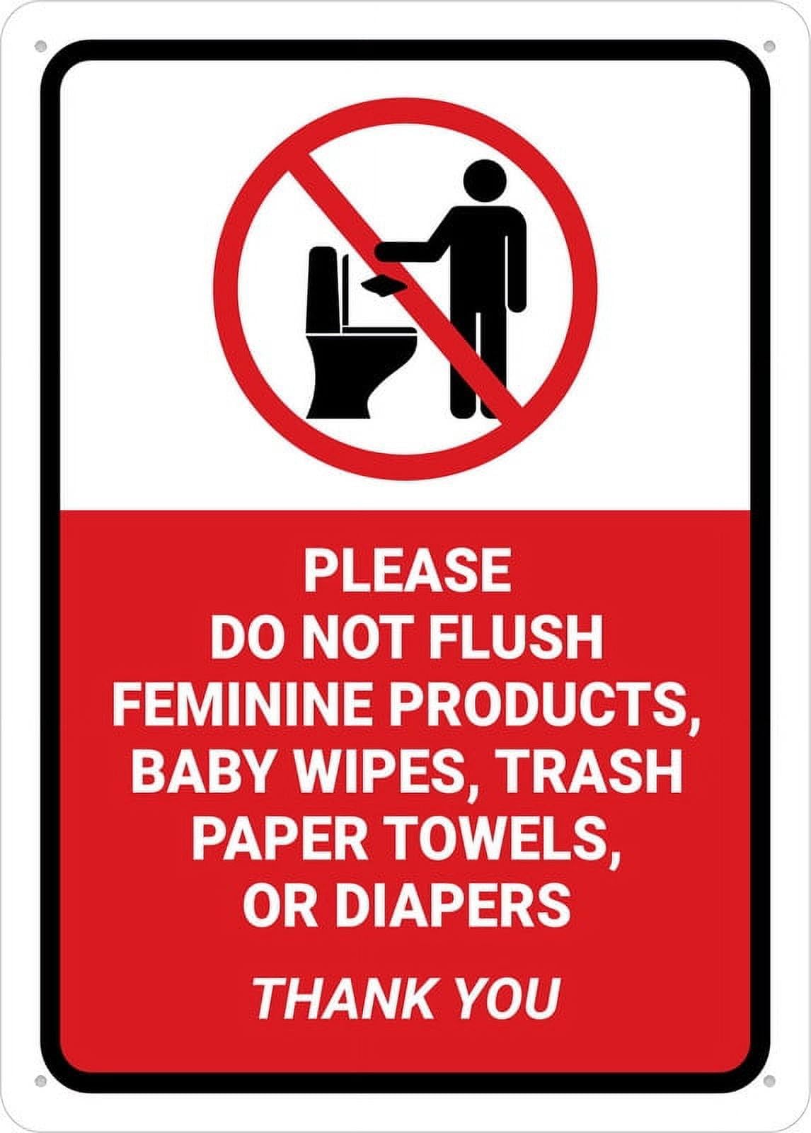 Please Do Not Flush Feminine Products Art Plaque Wall Decor Look Funny for Cafe Home Kitchen Bathroom Farm Garden Bar Posters Tin Sign 8x12 Inch