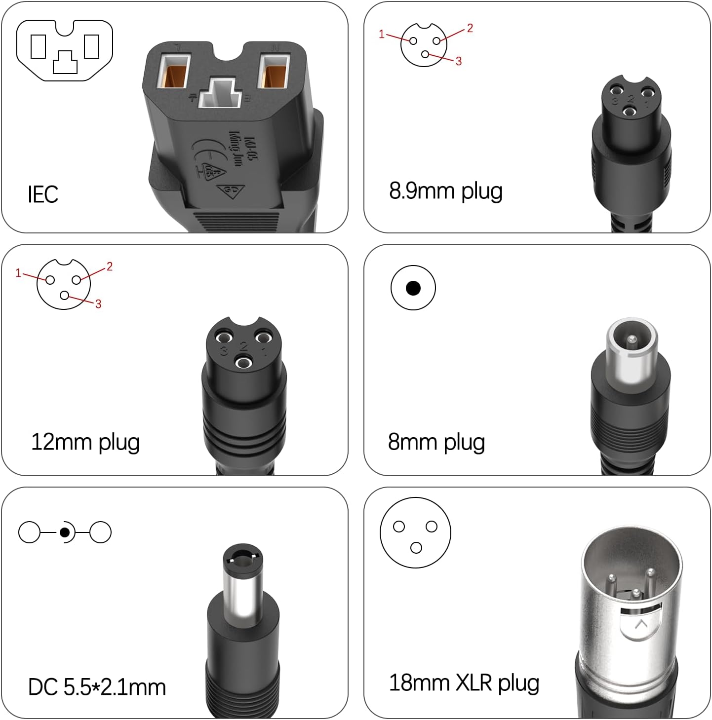 ETL Certified 54.6V 2A Electric Bike Fast Charger for 48V 10S Ebike Lithium Battery, Universal 7-in-1 Scooter & Hoverboard Replacement Plugs for Gotrax/Jetson/Razor/Ninebot/Segway,etc