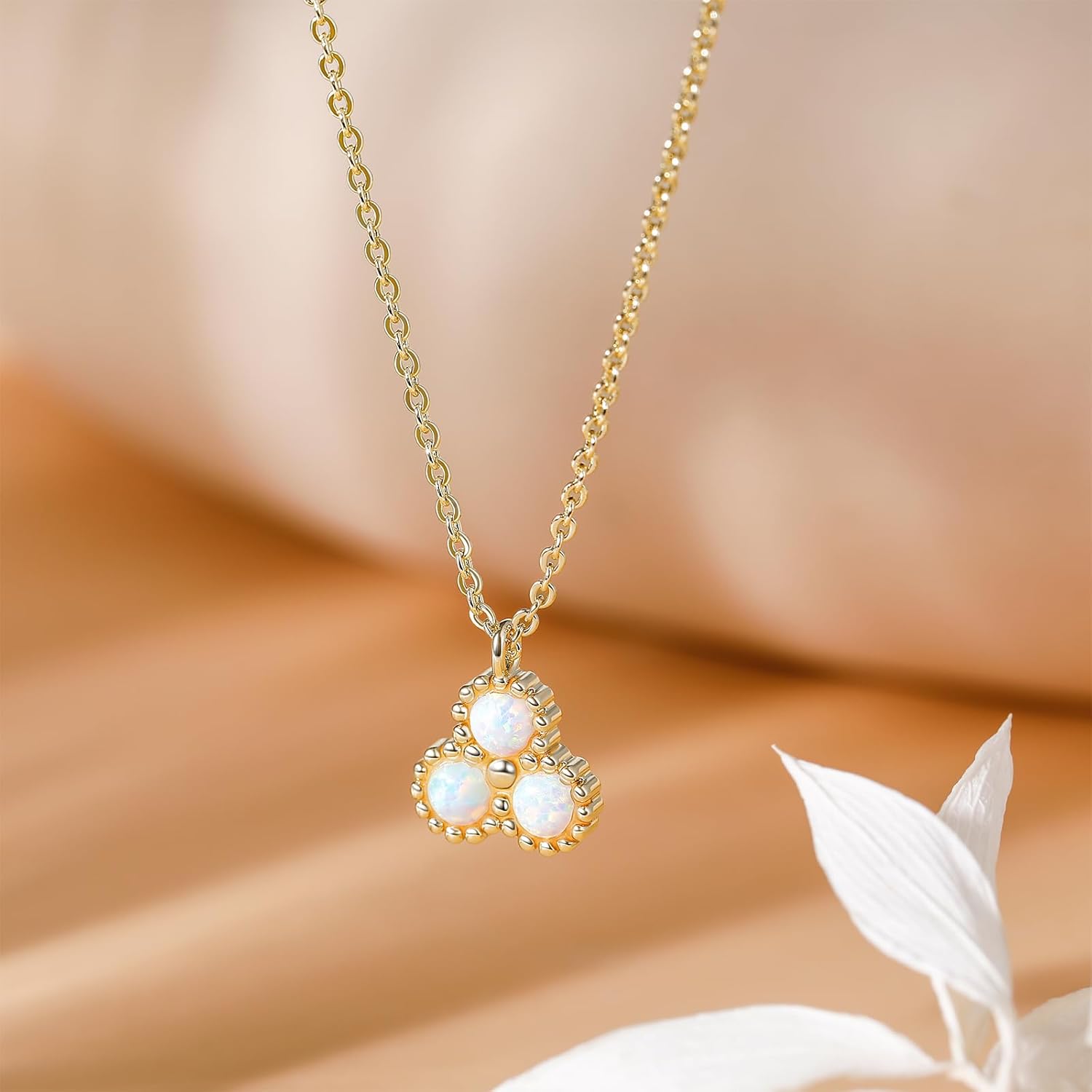 Mameloly 14K Gold Plated Station Necklaces for Women Dainty Tiny CZ Opal Necklace Pendant for Her - Image 2