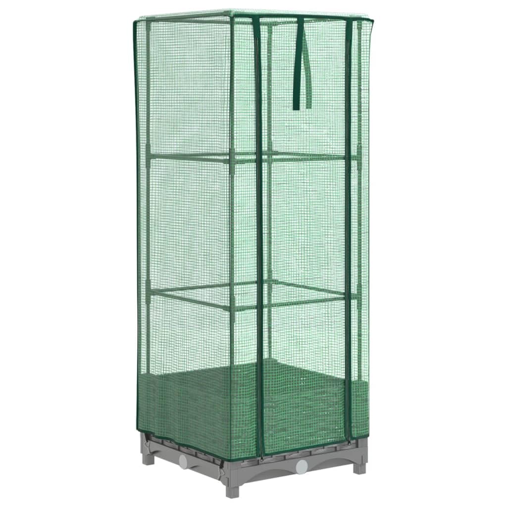 Bancal alto con accesorio de invernadero, 40 × 40 × 123 cm, aspecto de ratán, marco de hierro, semillero gris para balcón, jardín, cocina Urban Gardening