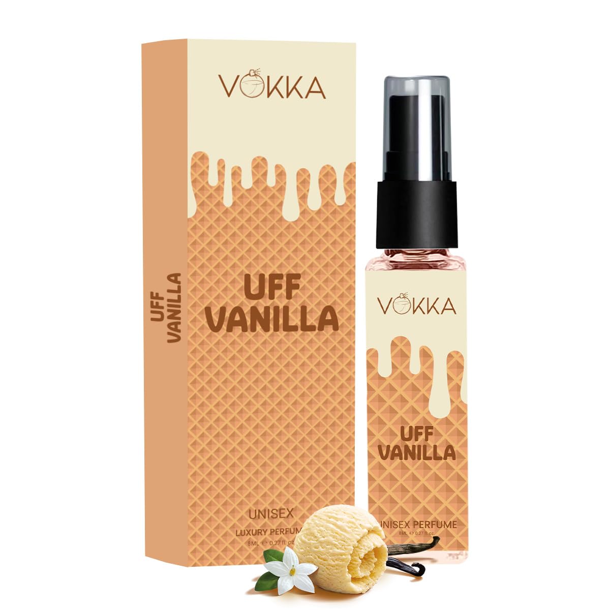 VOKKA Pocket Perfume Uff Vanilla 8ml | Luxury Long Lasting Eau De Parfum | Caramel, Peach, Cherry Blossom, Vanilla Orchid & Musk Wood | EDP Fragrance for Women | Travel Friendly-image-7