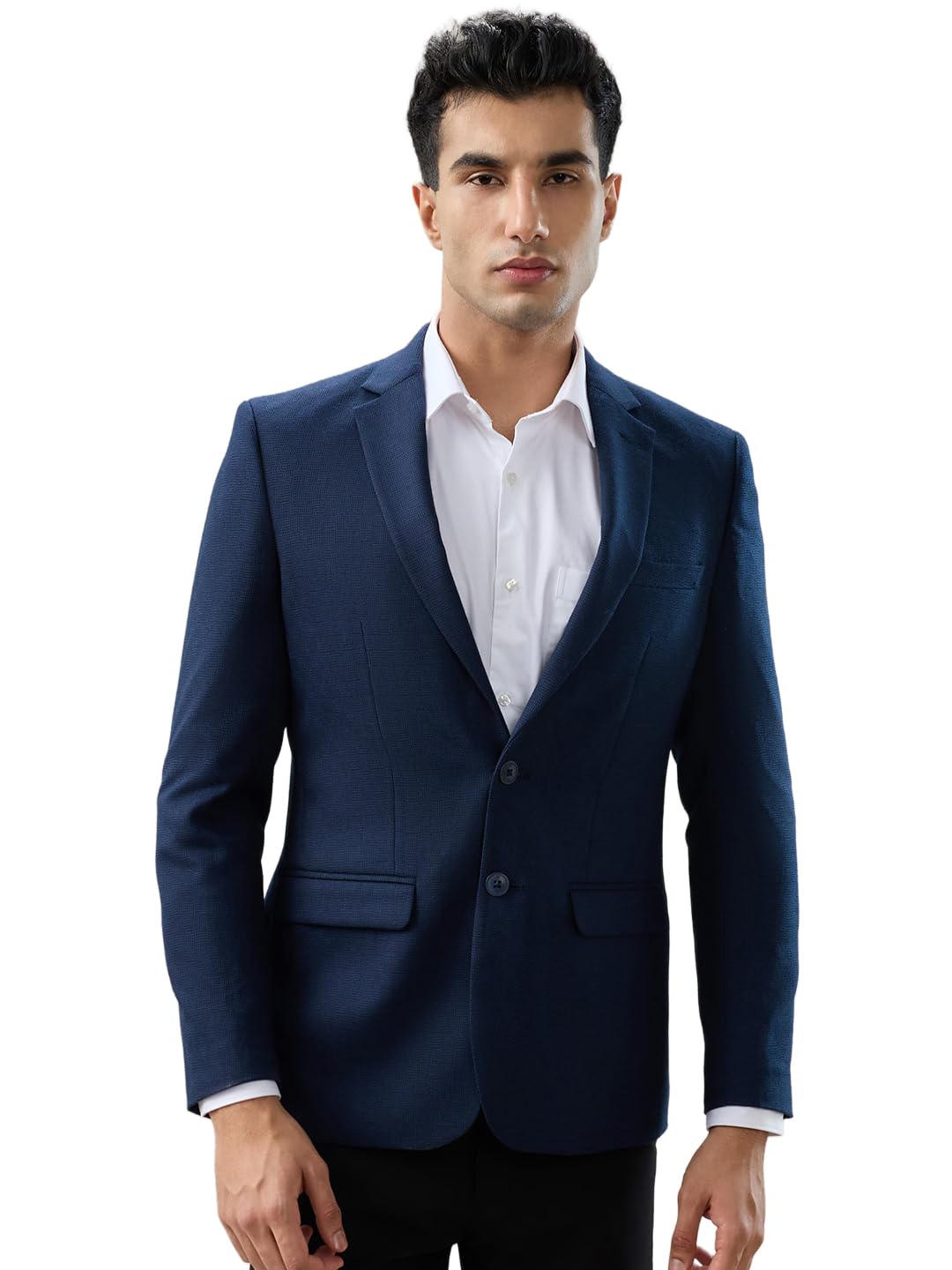 raymond Poly Wool Blend Blue Checks Pattern Men Blazer-picture-17