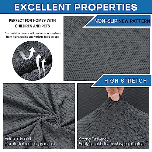 XINEAGE 2025 New 3 Pieces Couch Covers for 2 Extra Large Cushion Sofa Super Stretch Sofa Cover for 2 Large Seat Universal Loveseat Slip Cover for Living Room (Dark Gray), 71"-91"(2 Cushions)