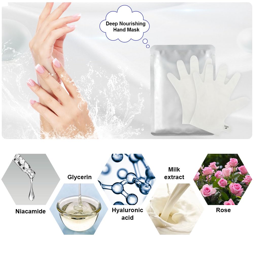 AOGOE Hands Moisturizing Gloves, 6 works Hand Skin Repair Renew Mask, Moisture Enhancing Gloves for Dry Aging - Image 2