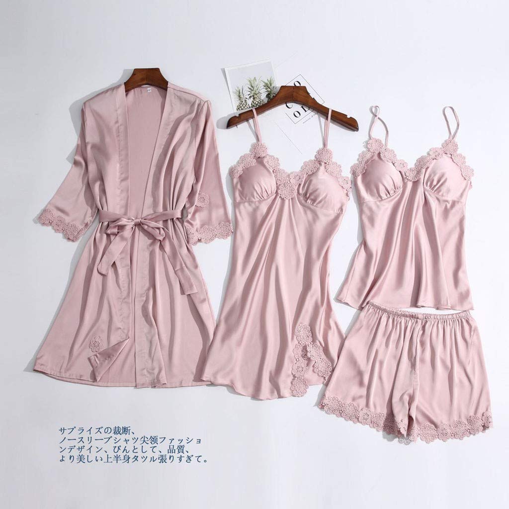 Set di biancheria intima sexy da donna Lingerie Canotta Natale Regalo di San Valentino Set pigiama con vestaglia Indumenti da notte in raso Indumenti da notte da donna Indumenti da notte Chemise sexy
