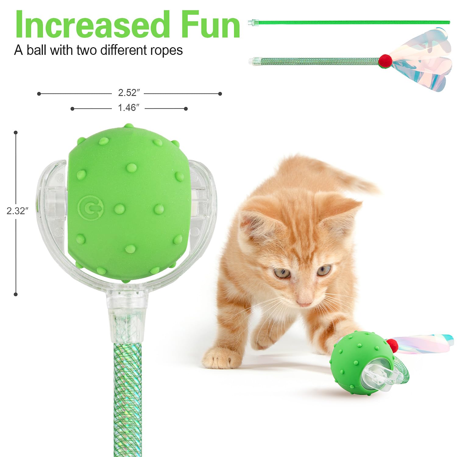 Palla interattiva per gatti da interni, palla per gatti agile che rotola automaticamente, con coda in rete elastica, ronzio e movimento attivato, 2 accessori per coda, giocattolo per gattini
