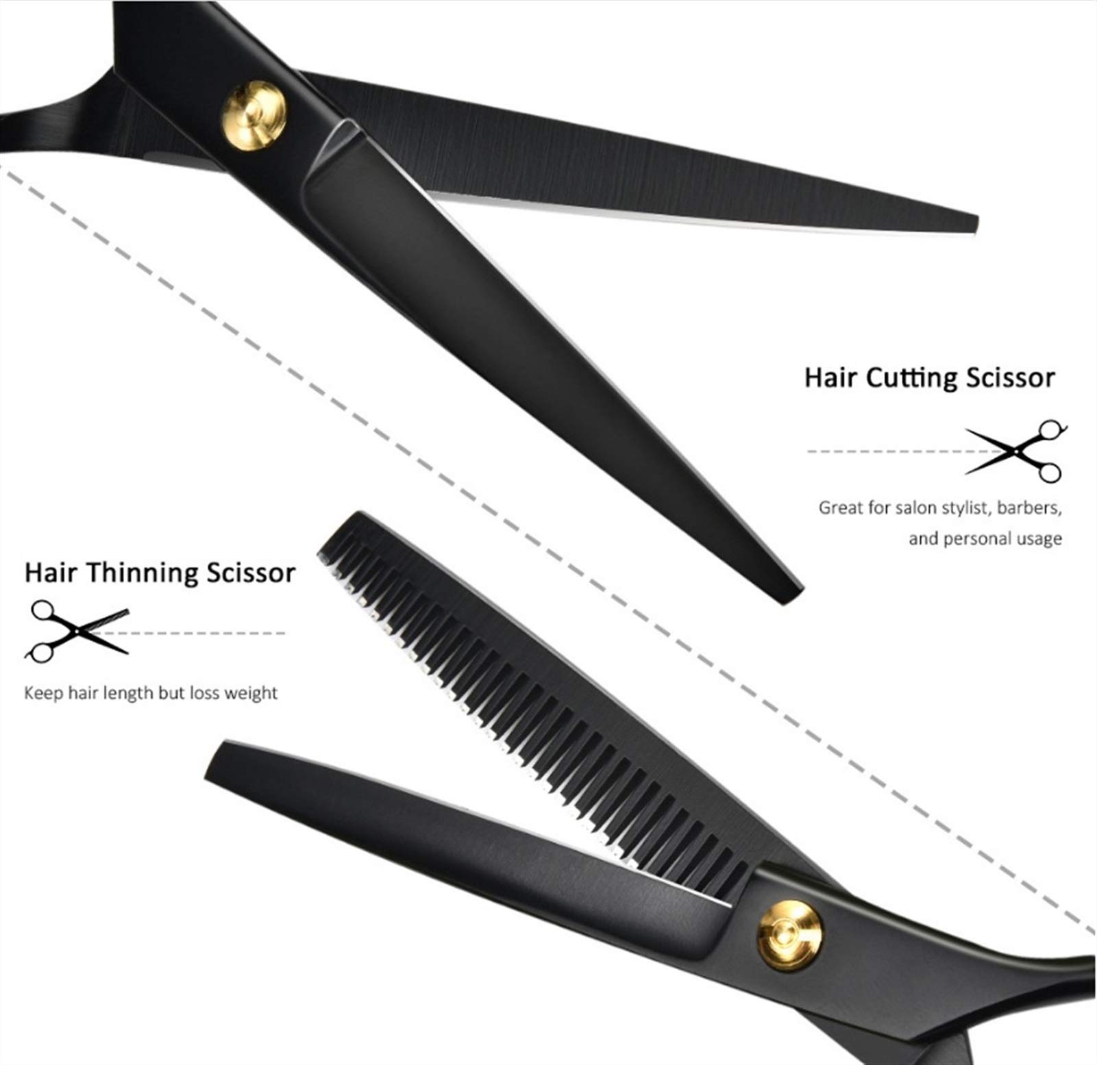 Tijeras Peluqueria Pelo tijera 6,8 pulgadas Peluquería Peluquería Corte Cizalla profesional de acero inoxidable reducción Scissor la barbería Salon Set 8 piezas