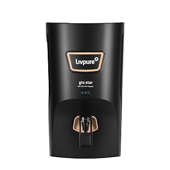 Livpure Glo Star Copper Water Purifier | Free Standard Installation | 8 Stage Advanced Purification | RO+UV+UF Copper | Mineraliser | In Tank UV Sterilisation | 7L Storage Capacity | Black