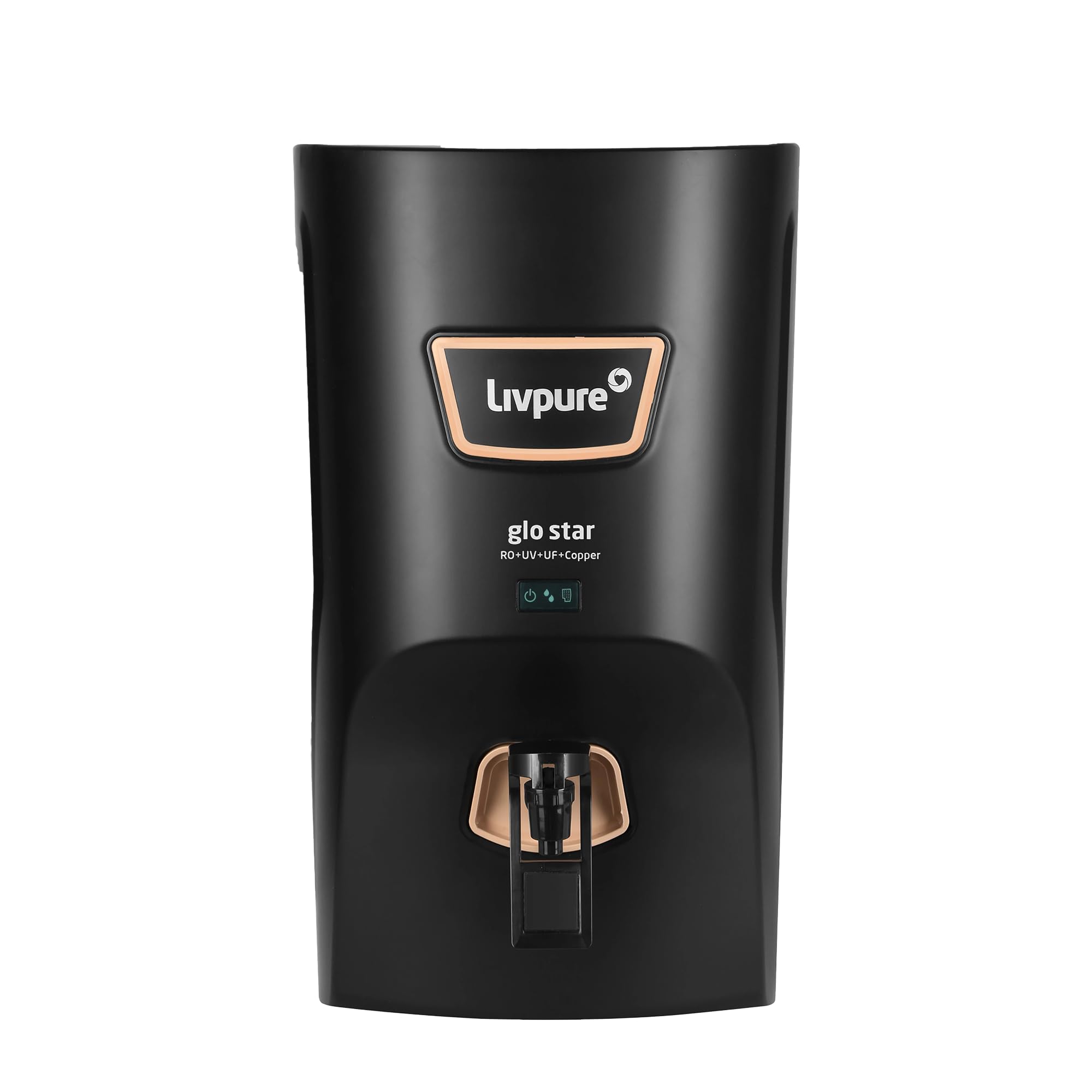 Livpure Glo Star Copper Water Purifier | Free Standard Installation | 8 Stage Advanced Purification | RO+UV+UF Copper | Mineraliser | In Tank UV Sterilisation | 7L Storage Capacity | Black-image-7