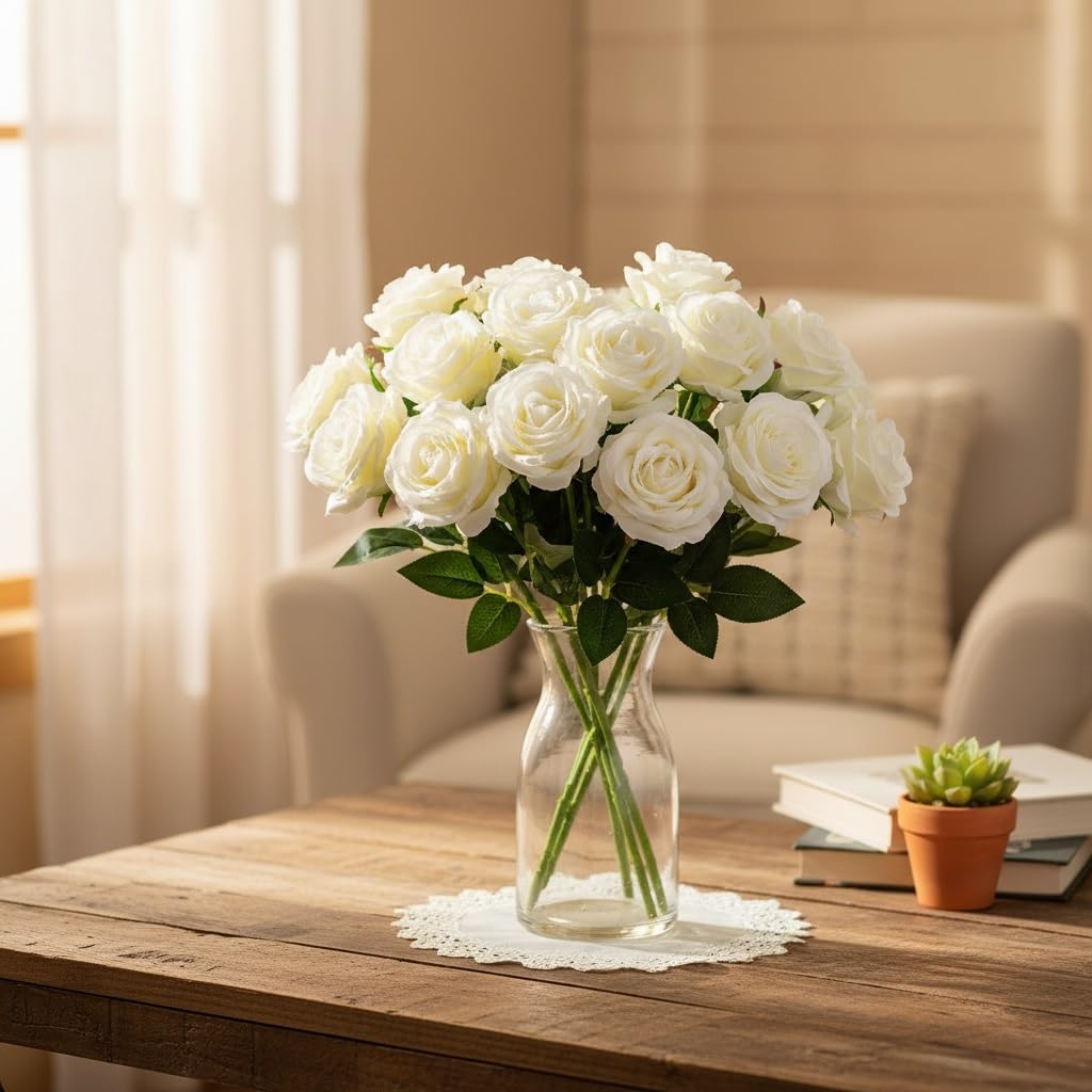 Stunning Artificial Silk Roses for Weddings Home Decor and Floral Arrangements Realistic Faux Flowers for Indoor Use Perfect for Centerpieces(10)