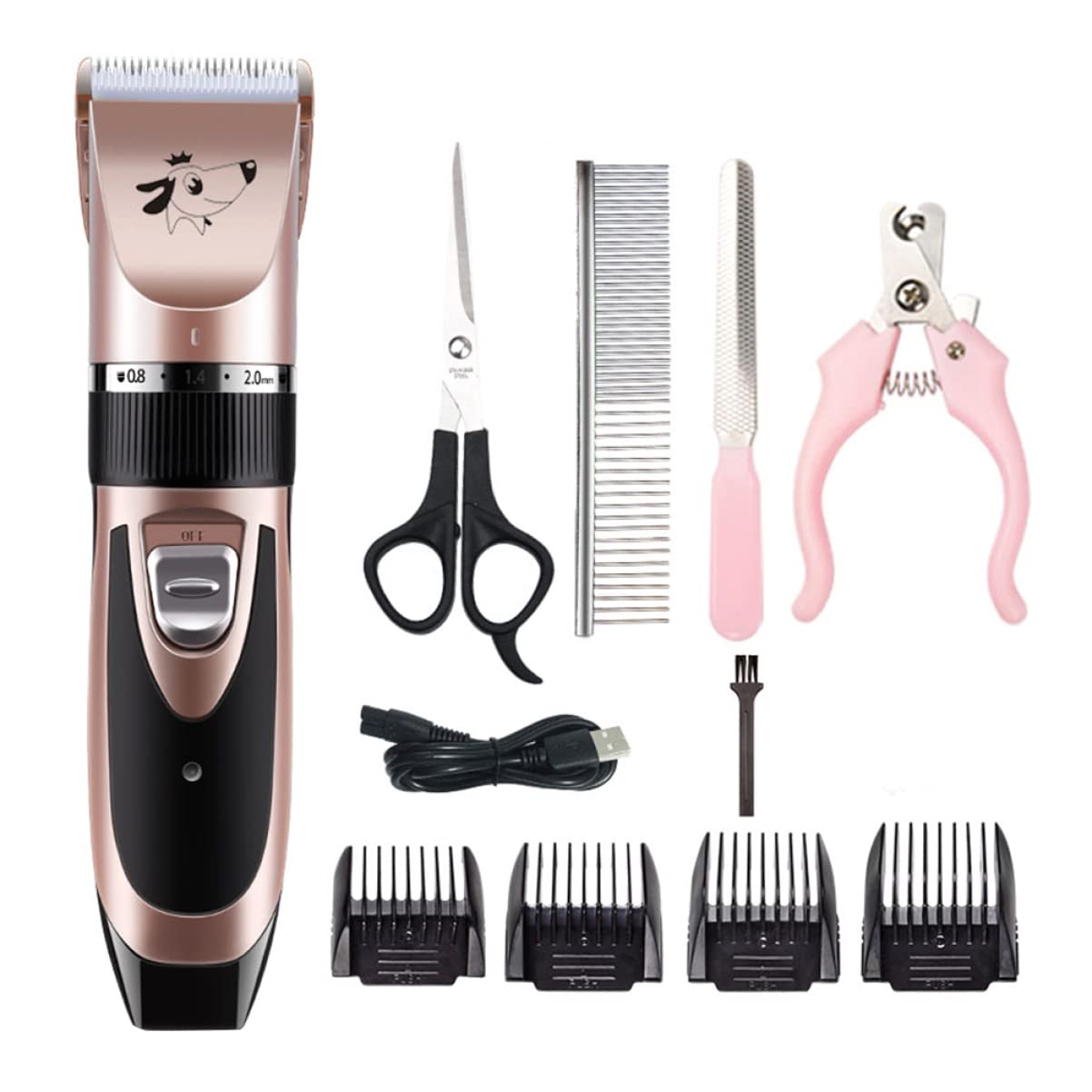 SUPVOX Pet Hair Clippers for Dogs Electric Shaver Pet Hair Trimmer 4pcs Tool Set