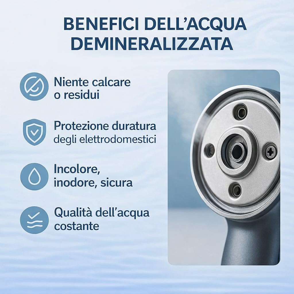 GiDeli Acqua demineralizzata 2 x 5 l acqua distillata per ferro da stiro, batterie, refrigeratore, umidificatore, acquario e laboratorio acqua senza calcare, inodore, trasparente