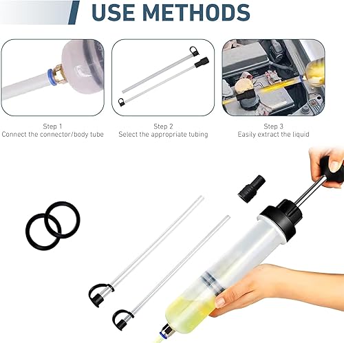 Miniatura 6 de Bomba extractora de fluidos automotriz, bomba de extracción y llenado manual de alta calidad de 200 cc, extractor de líquidos con 2 mangueras,