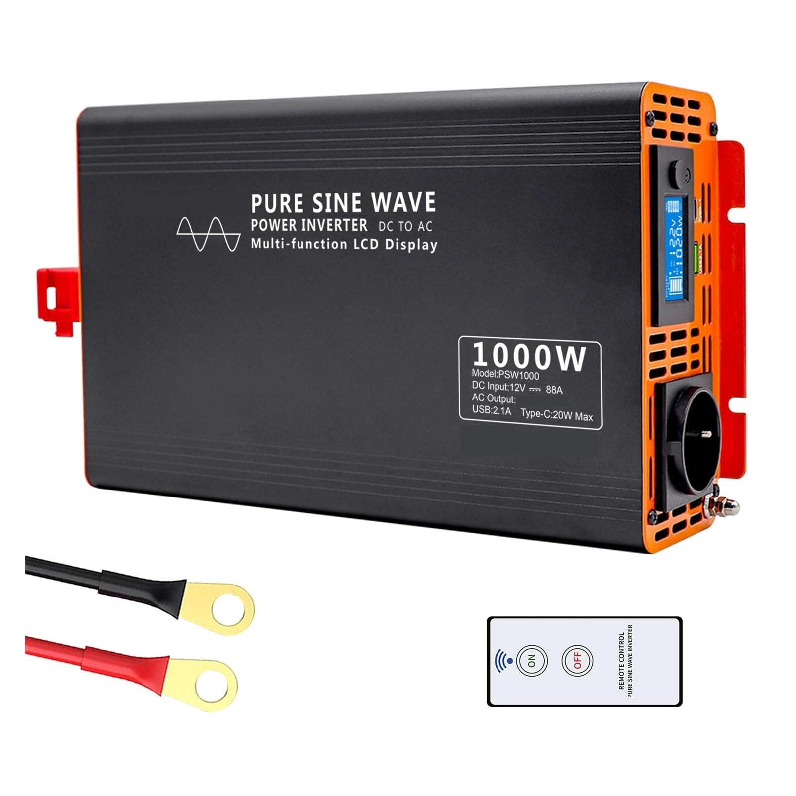 Inversor De Onda Sinusoidal Pura CC 12 V 24 36 48 60 72 A CA Potencia Continua con LCD MúLtiples Protecciones(1000W,72V)
