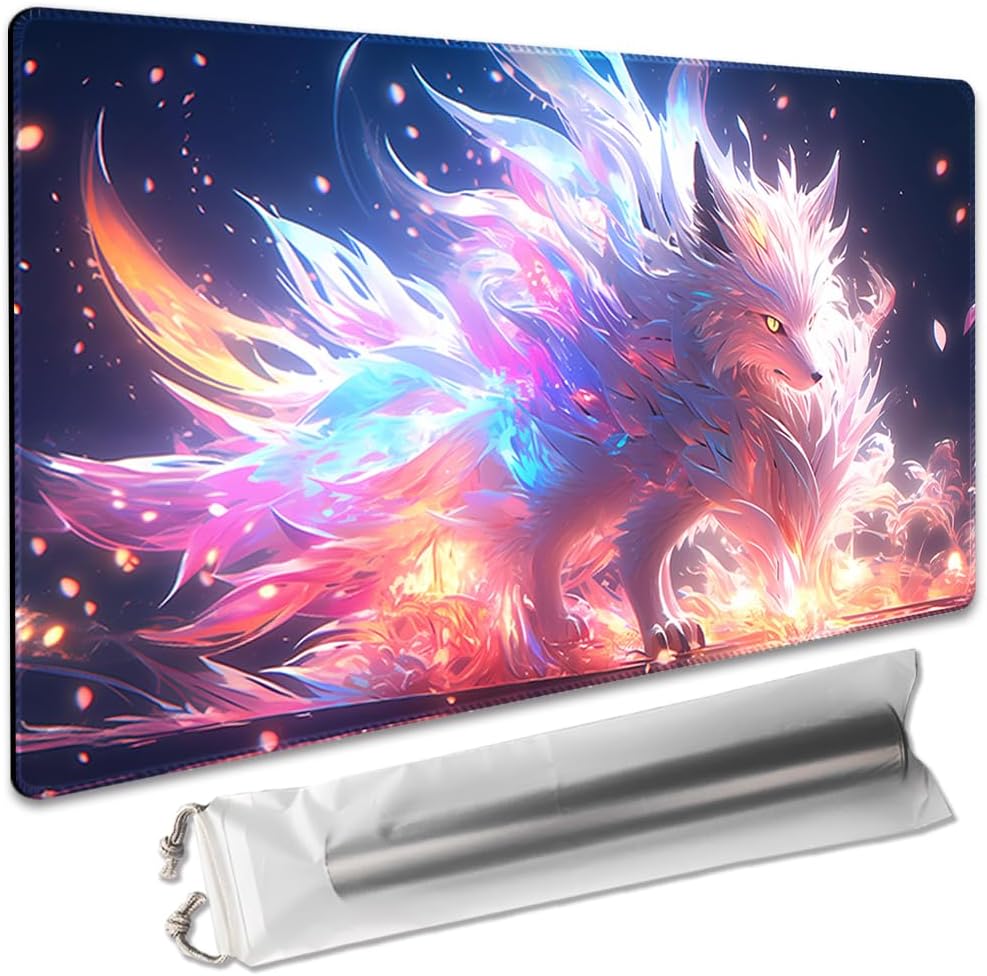 Board Game 14x24in TCG Playmat Compatible for OCG CCG RPG MTG Playmats,Mouse pad Desk Mats (Nine Tailed Fox 4)