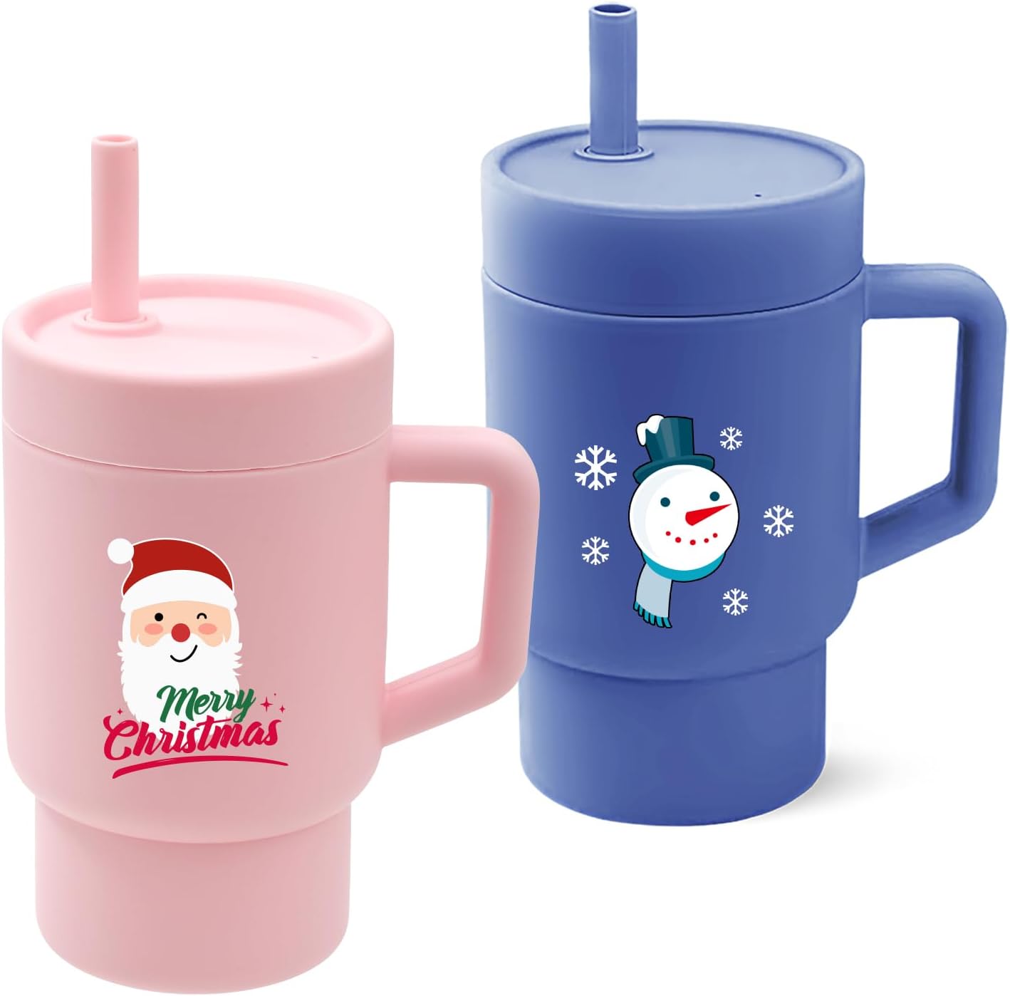DLOCCOLD Silicone Straw Cup, Adorable Miniature Tumbler with Spill Proof Straw Handle, Tumbler Cup, 10oz, Easy to Clean