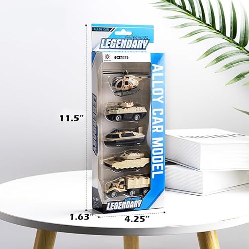 Generic 8805-12 1 Set Of 5Pcs Mini Pull Back Military Toy Cars Vehicles thumb #2