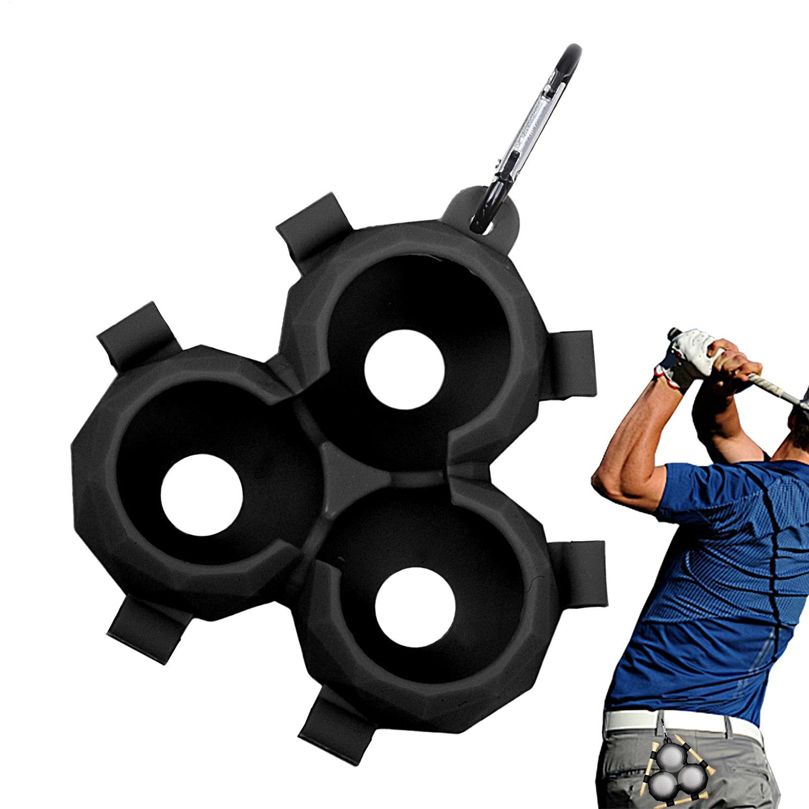 Support de balle de golf en silicone avec boucle à clip pendante - Porte-balles portable