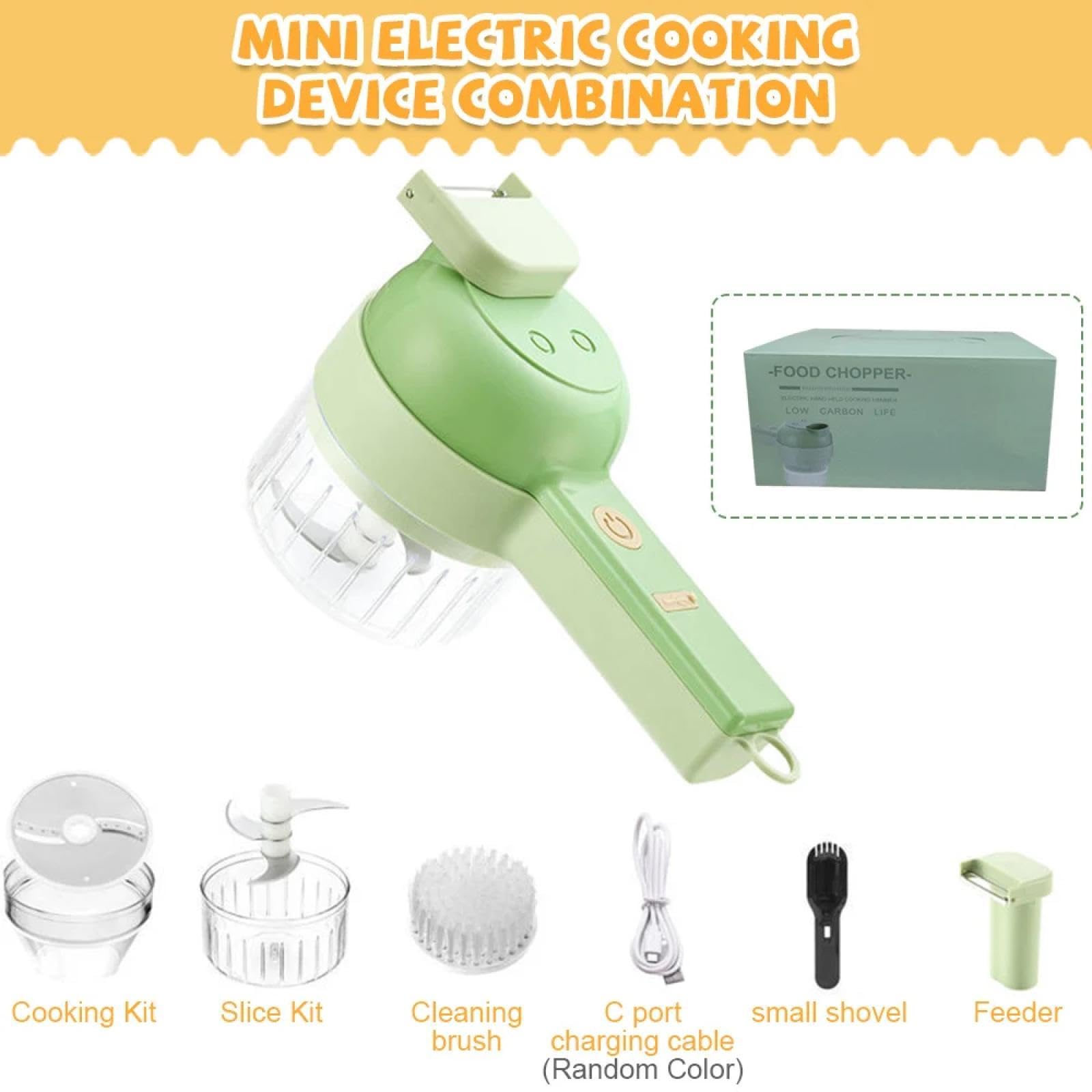 Hachoir électrique Multifonction 4 En 1 - Pour Légumes, Ail, Citron - Portable, Rechargeable, Facile à Nettoyer