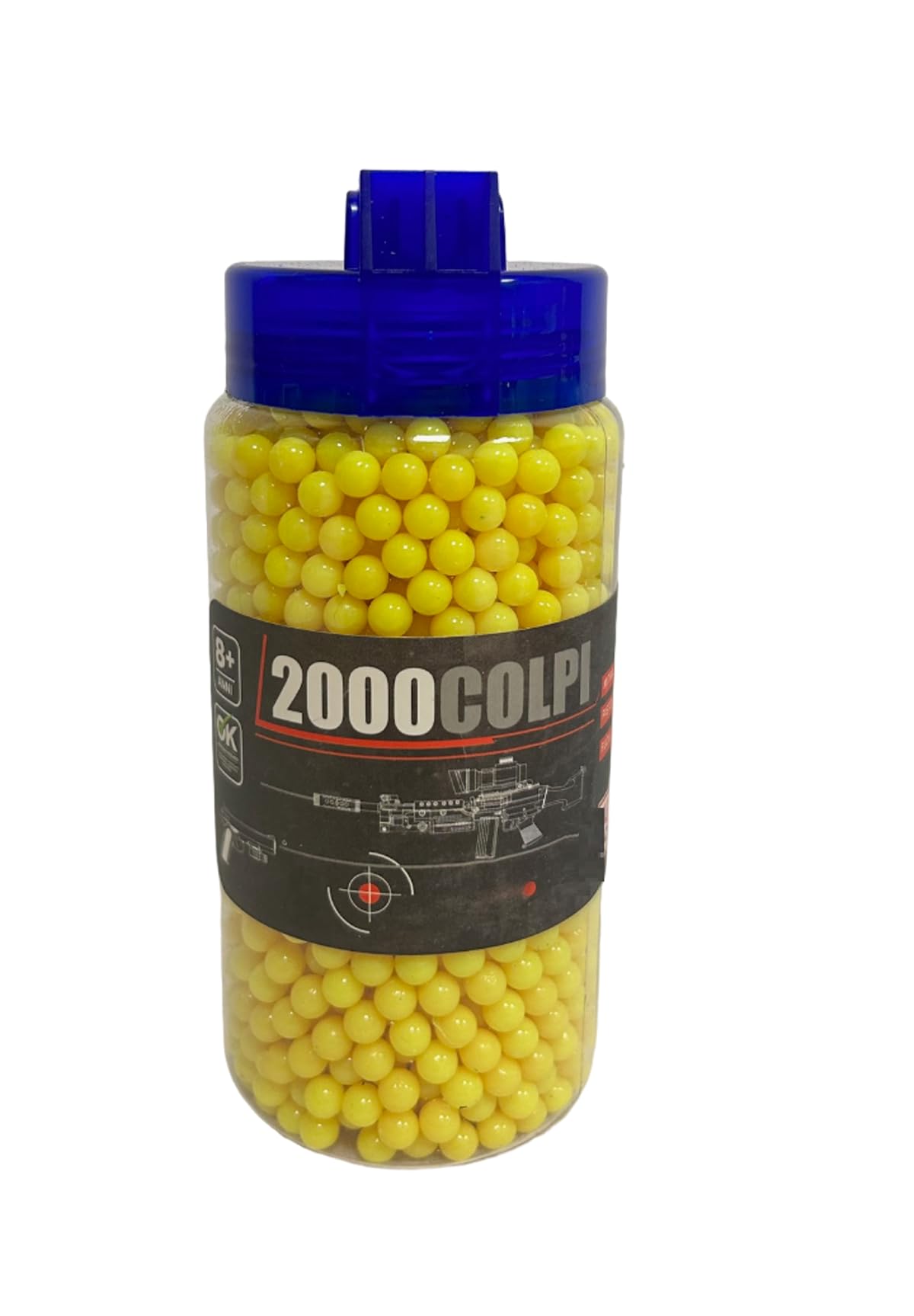 Confezione 2000 Pallini per Softair 6mm 0,12 gr Pallini per Pistola Fucile Mitra Pallini Soft Air Precisione e Alta Qualità con Beccuccio per Ricarica Rapida Biberon da 2000 Colpi,colori assortiti