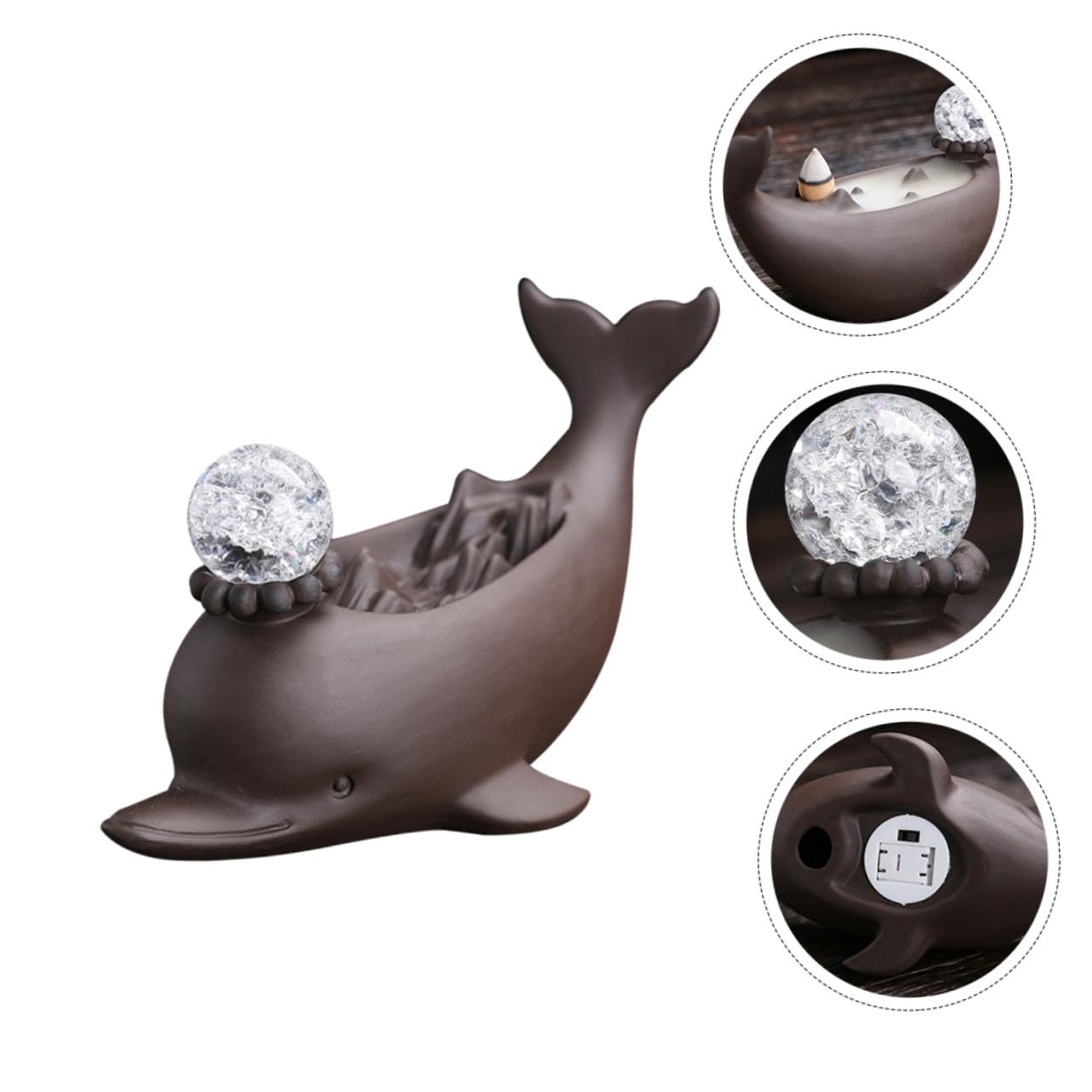 Porta incenso artistico a flusso inverso, in ceramica, per la decorazione della casa, per aromaterapia, relax, meditazione, sollievo dallo stress, regalo creativo per gli amanti dei delfini