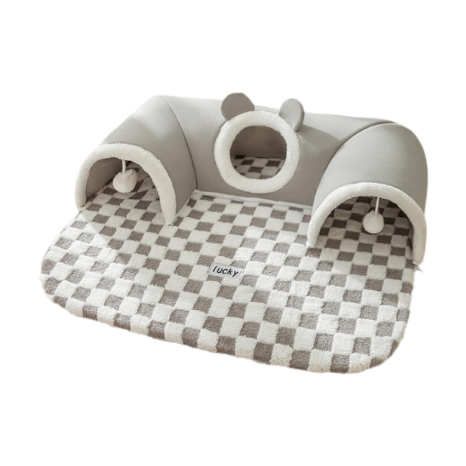 Letto a Tunnel per Gatti, Tubo per Gatti con Letto, Tunnel Rimovibile per Piccoli Animali, Centro attività per Gatti, per Criceti, Gatti da Interno, Grigio S
