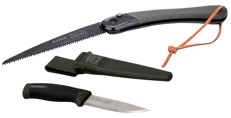 Bahco 9" Laplander Sierra Plegable y Cuchillo Combinación ? Incluye Sierra 396-LAP y Cuchillo 2446-LAP con Cuchilla Antióxido, Agarre Perfecto y Funda de Cinturón para Bushcraft, Camping y Tareas de Utilidad al Aire Libre