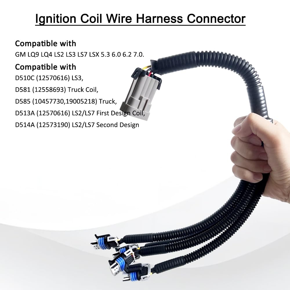 2PCS Ignition Coil Wire Harness Connector Replacement for GM LQ9 LQ4 LS2 LS3 LS7 LSX 4.8 5.3 6.0 6.2 7.0L Engines - Fits Silverado, Sierra, Escalade Replaces OE# 12558693, 10457730, D581, D585