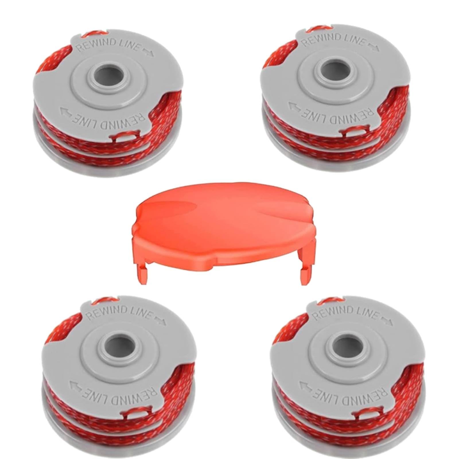 BaolijinMM 4 PCS Strimmer Spool Line 1.5mm for Flymo FLY021, 513937190 Spool Line Compatible with Flymo Power/Mini/Trim Grass Trimmer, Lawn Mower Replacement Spool (4 Spool + 1 Cover)