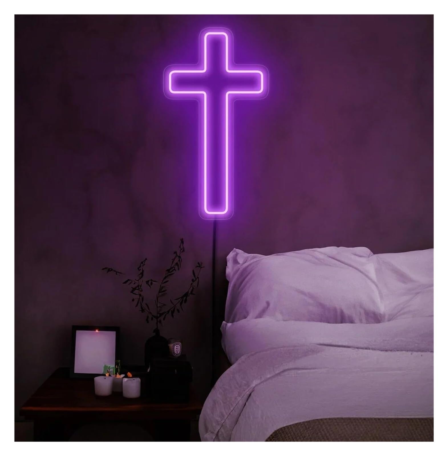 Hängende Kunst-Leuchtreklamen Kreuz Neon Zeichen Christian Jesus Religiös(Violett)