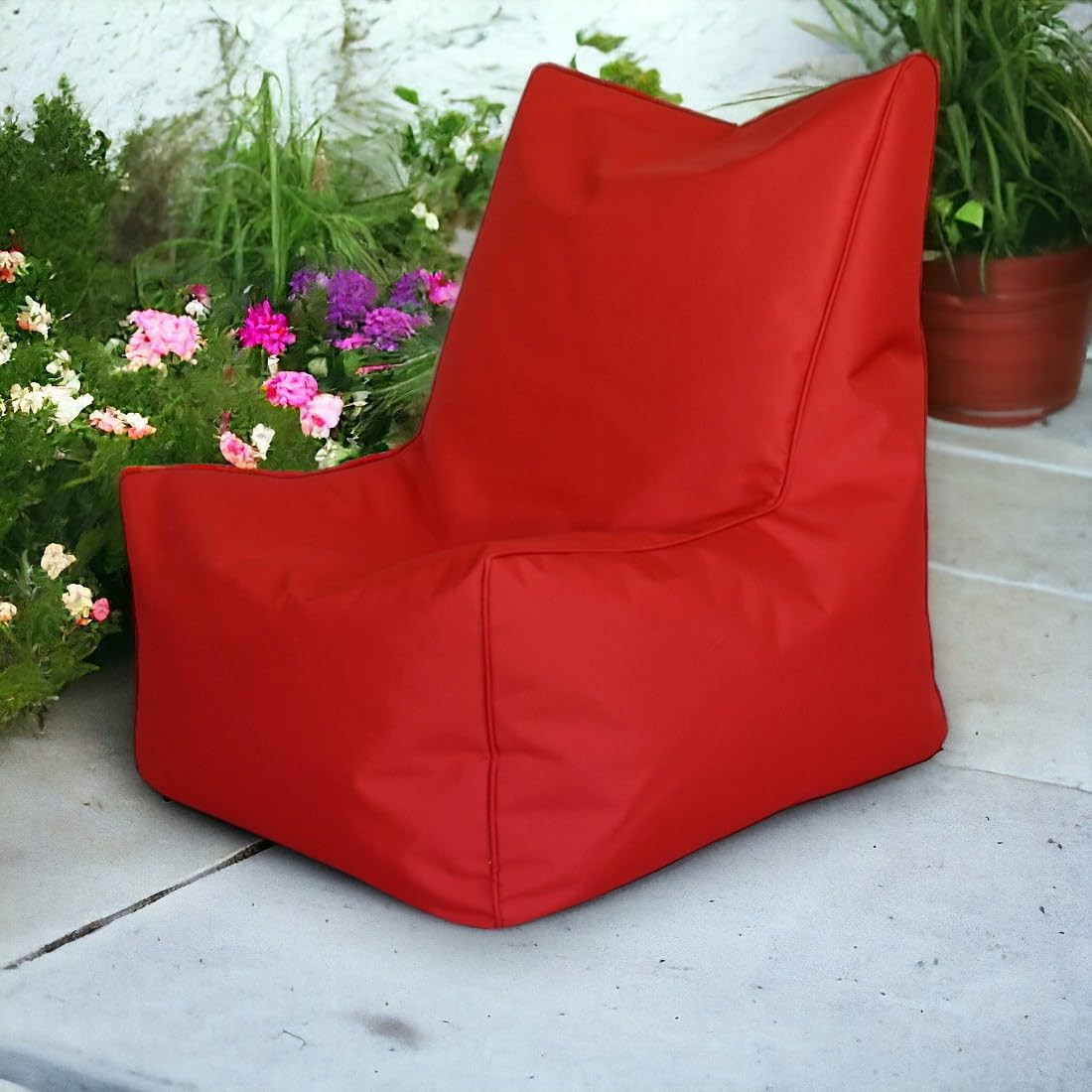 Ecopuf Fauteuil Pouf Solide - Fauteuil Pouf pour l'intérieur et l'extérieur - Fauteuil Pouf A Antidéchirure - Fauteuil Pouf Polystyrène - Fauteuil Pouf A Dossier Haut Dim 75X75Cm