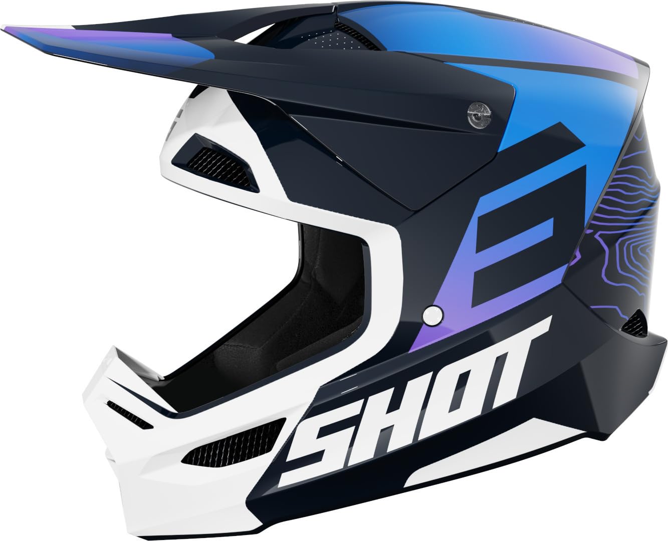 SHOT RACE GEAR Casque Motocross Furious Apex Blue Glossy – Casque Moto Tout-Terrain Homologué ECE 22.06 – Ultra Léger 1300 g – Ventilation Optimisée – Fermeture Double D - Taille L