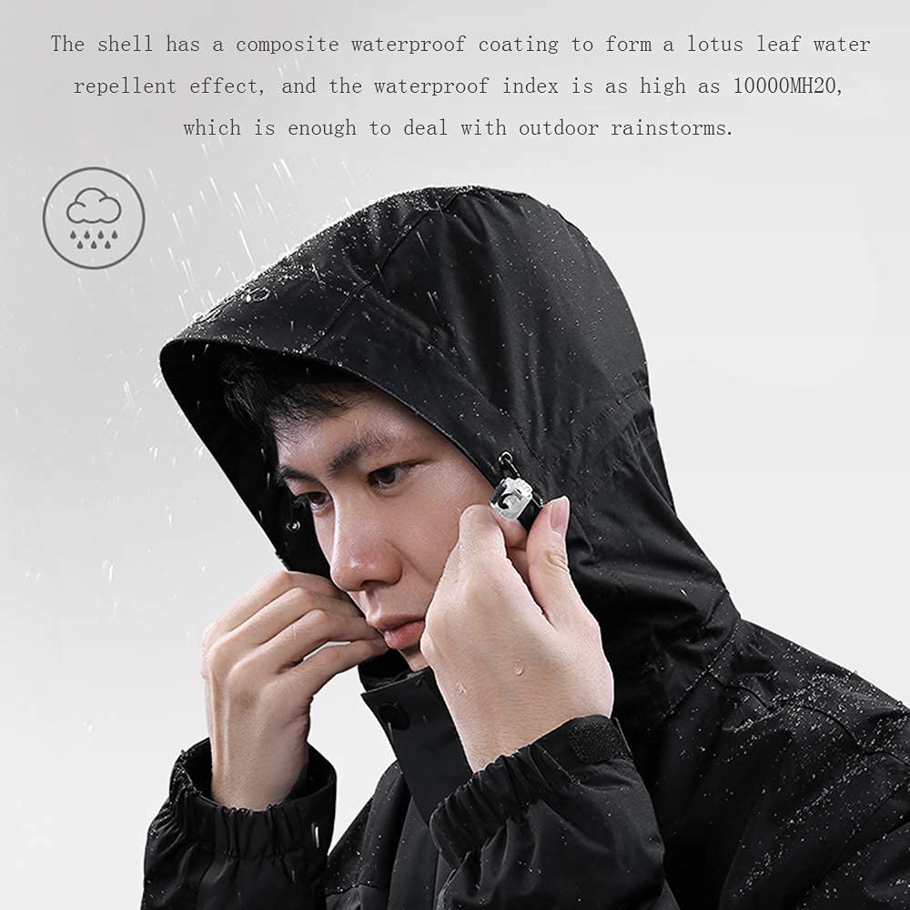 MU Hombre 3-En 1 Chaqueta de Esquí Impermeable Abrigo de Invierno Cálido Montaña Chaqueta de Nieve Costura Moda Gruesa Rompevientos Chaqueta Ropa Ropa/Black/3Xl