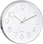 Tosnail 12 Inches ronde Silent Non Ticking Quartz Horloge murale - Élégant cadre en argent