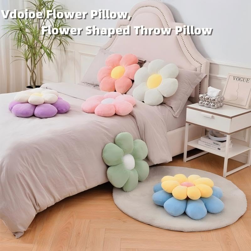 Image of 3PCS Flower Pillow,15.75 inch Daisy Pillow White Pink Purple