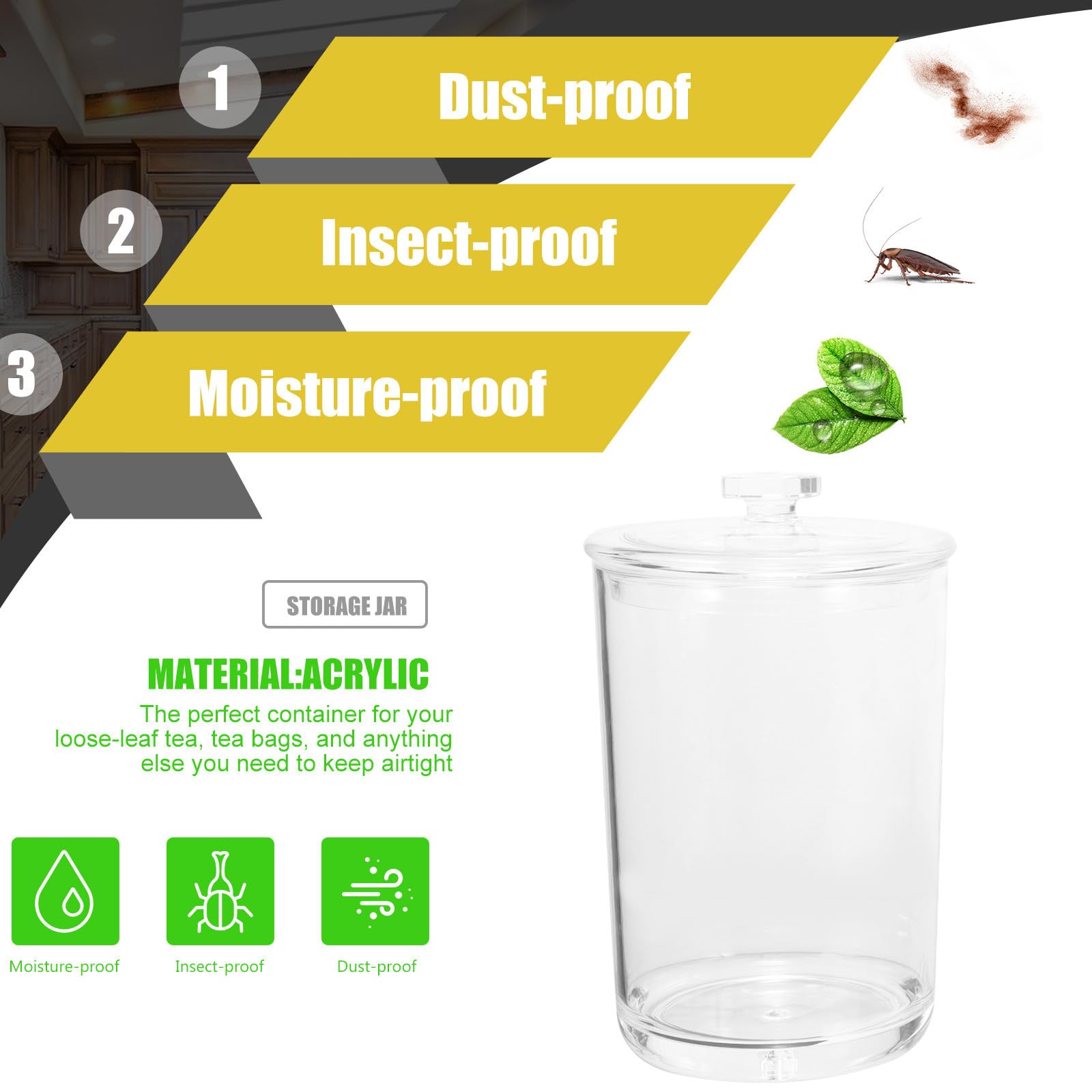 Juego de 3 Frascos Transparentes para Almacenamiento de Alimentos Tapa Hermética, Capacidad 1000ml, 750ml y 350ml, Ideales para Cocina y Organización