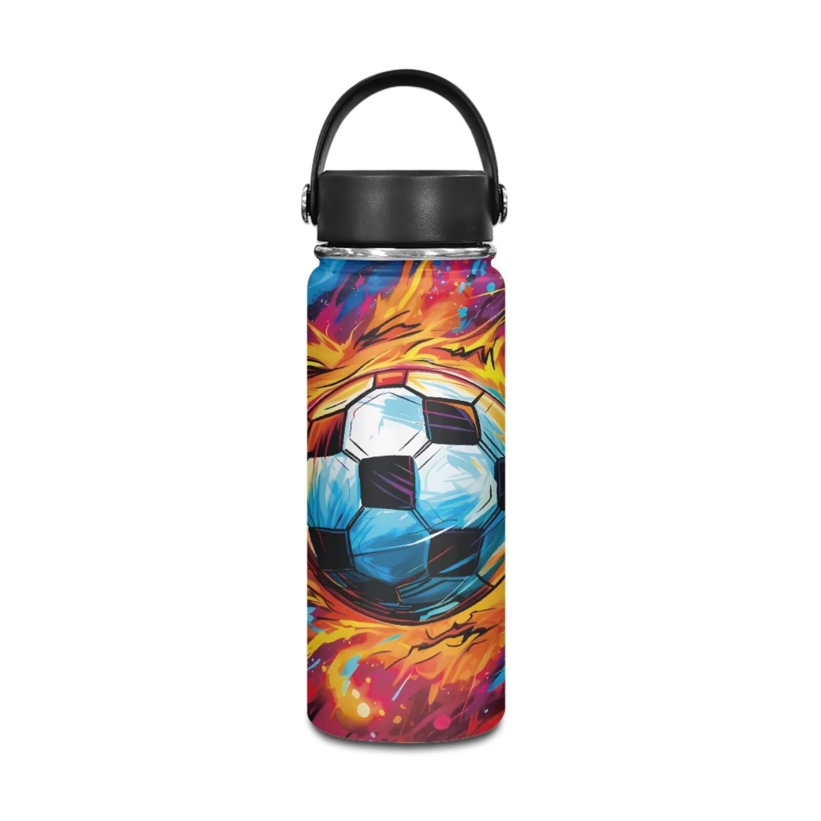 Coldinair Soccer Insulated Water Bottle 18oz for Adults Kids Boy Stainless Steel Vacuum Thermal Bottle Leak-Proof for School